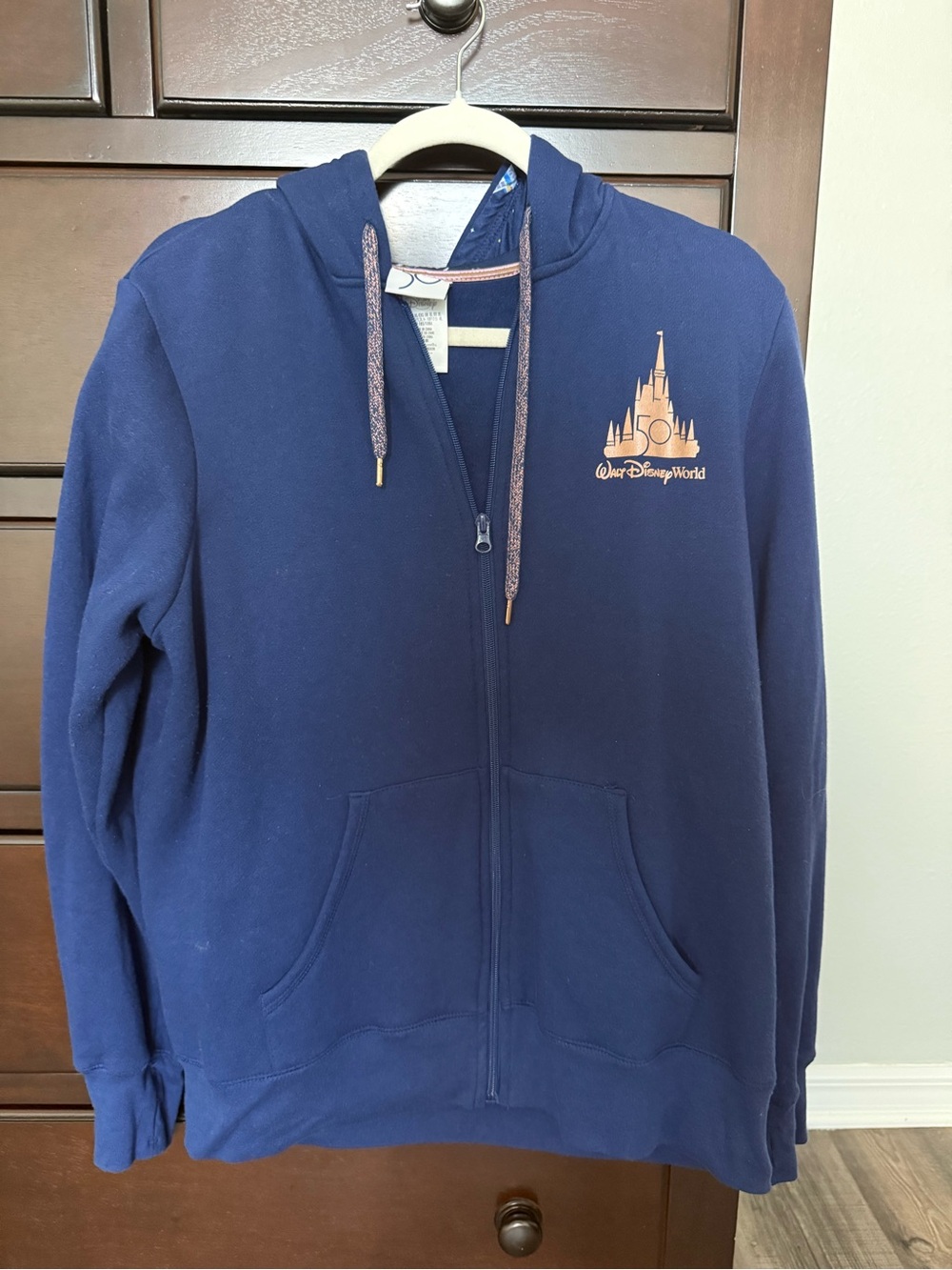 Disney Navy Hoodie with Gold Accent 50 Logo